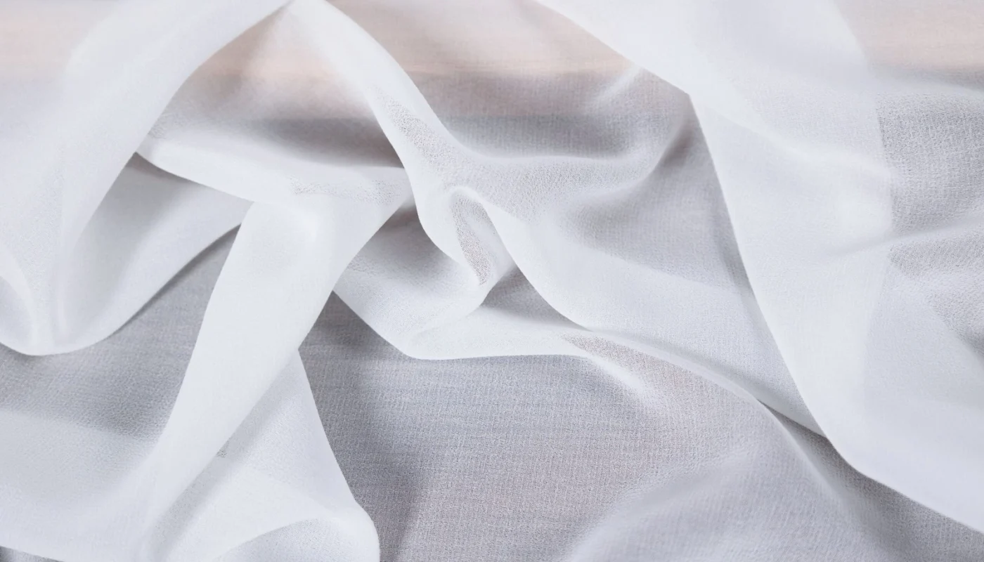 Close-up of curtain fabrics showing drape, texture and weave